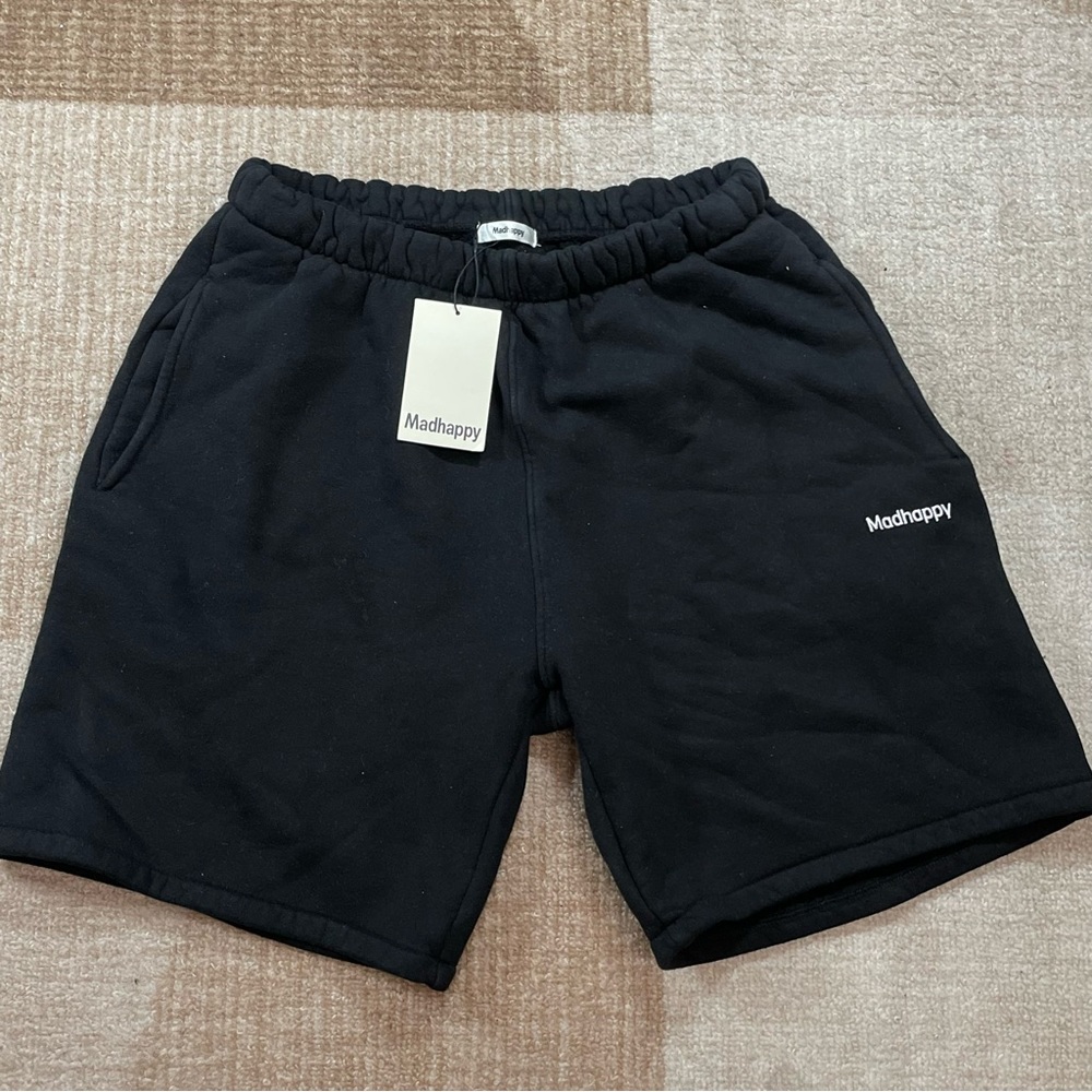 NWT MADHAPPY BLACK CLASSICS FLEECE SHORTS SZ EXTRA LARGE XL